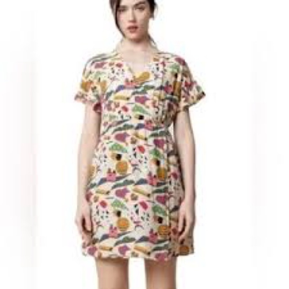 THML Size Small Multicolor Abstract Mini Boutique Wrap Ruffle Dress - Picture 9 of 9